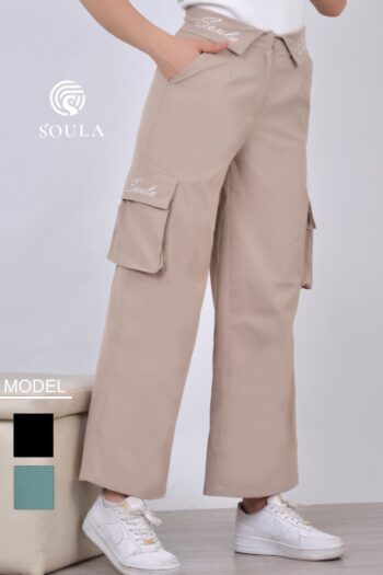 بنطال كتان تطريز