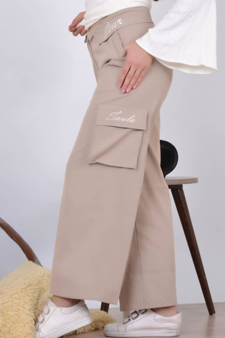 بنطال كتان تطريز