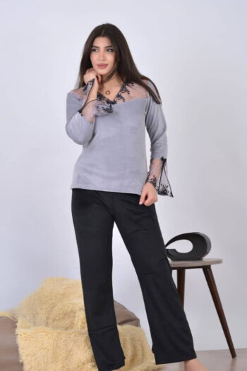 بيجاما مخمل دانتيل كلوش