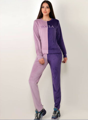 بيجامة مخمل لونين