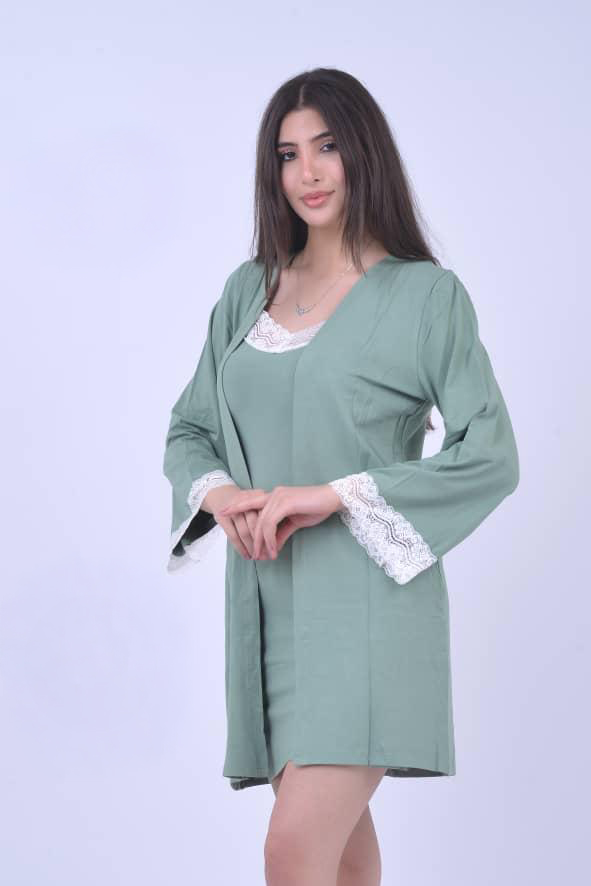 طقم نوم قميص دانتيل ٢