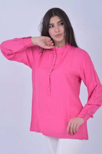 قميص لنن ياقة ستاند