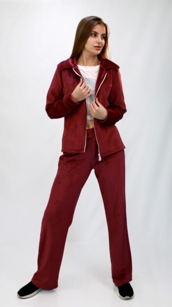 طقم رياضي شتوي بسحاب – قطيفة خفيفة