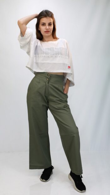 بنطال قماش واسع هاي ويست