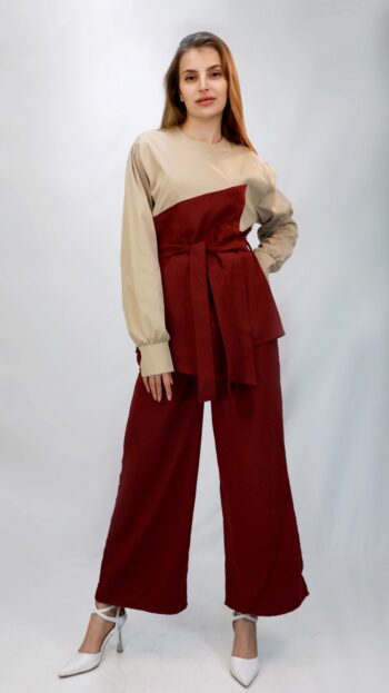 بنطال قماش واسع – خصر عالٍ